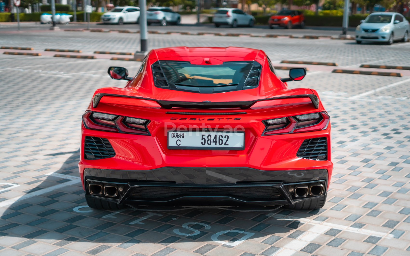 Red Chevrolet Corvette C8 Spyder for rent in Sharjah 3