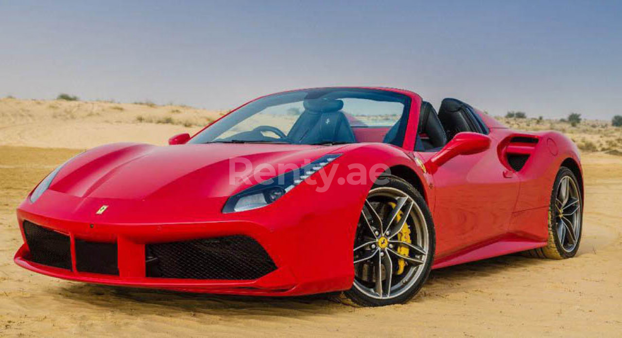 أحمر Ferrari 488 Spider للإيجار في الشارقة