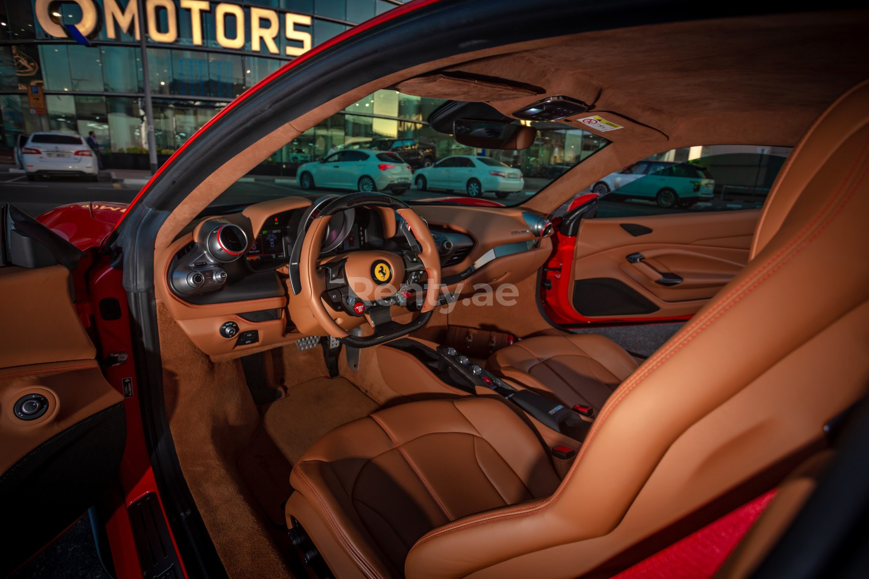 Red Ferrari F8 Tributo Spider for rent in Dubai 4