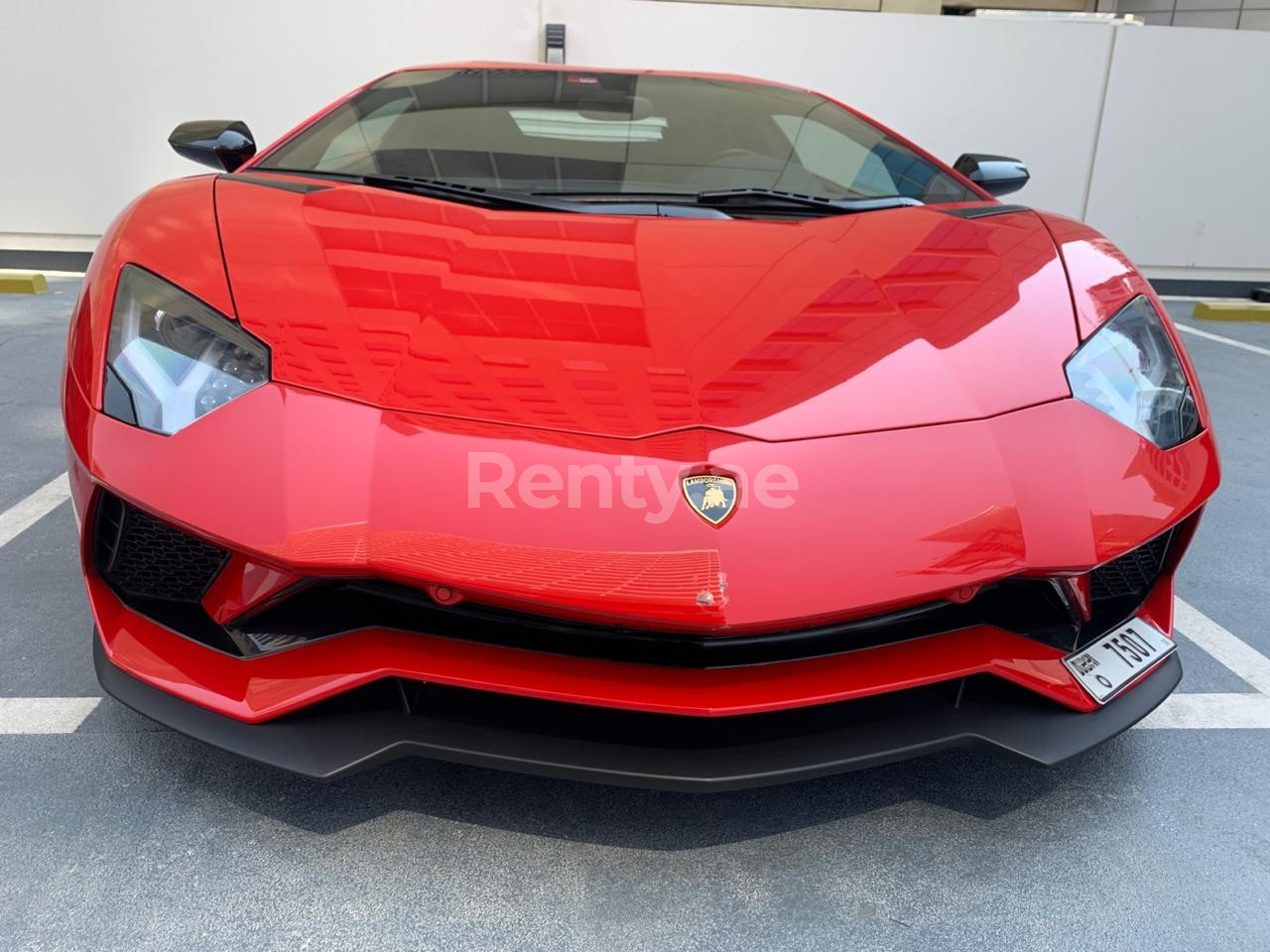 Red Lamborghini Aventador S for rent in Sharjah 3