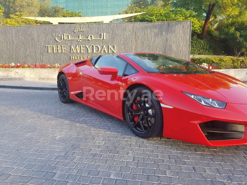 أحمر Lamborghini Huracan Cabrio للإيجار في دبي 0