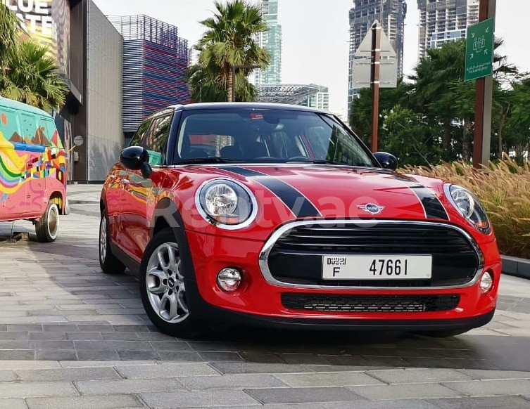 Red Mini Cooper for rent in Sharjah