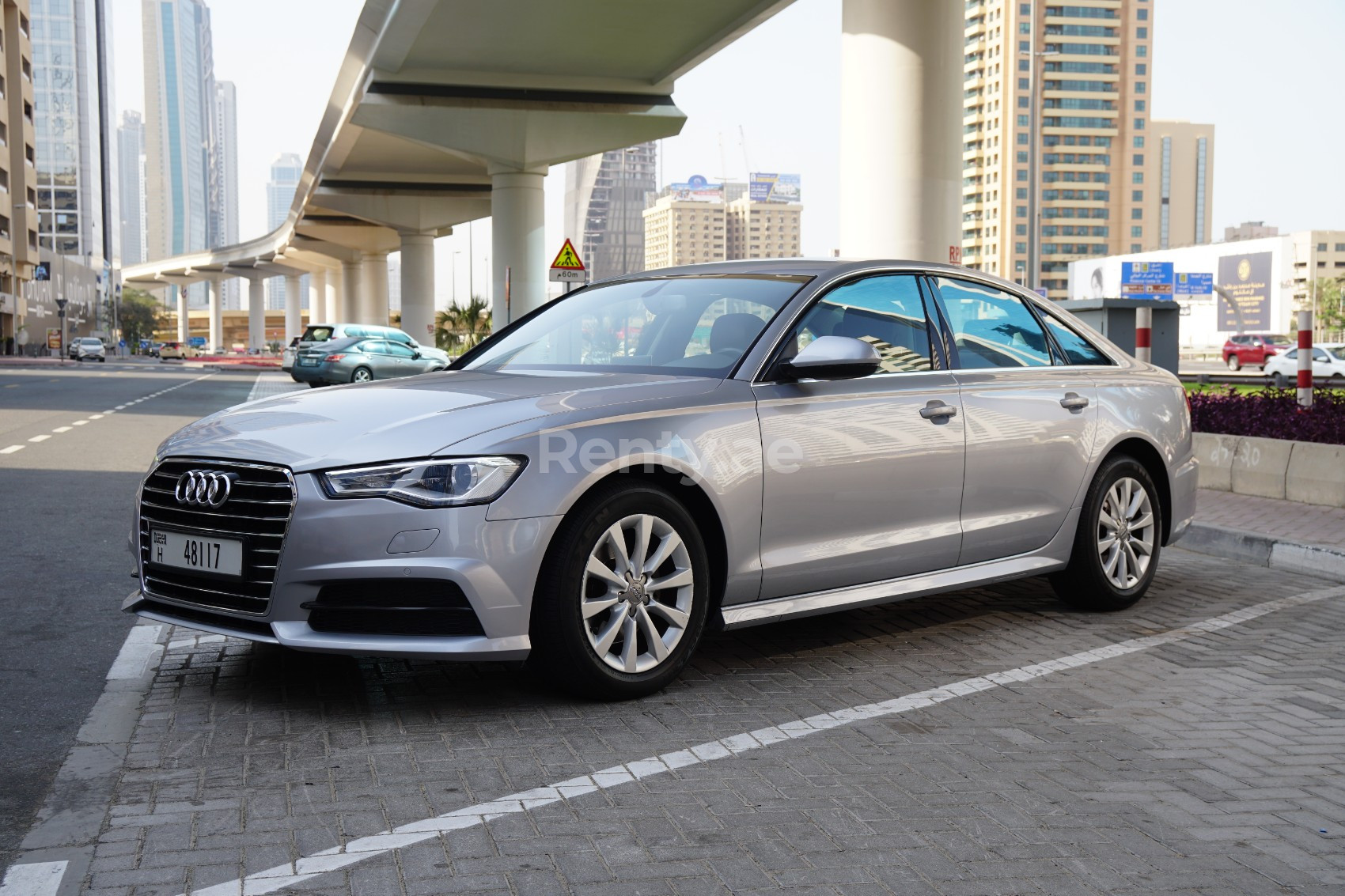 Silver Audi A6 for rent in Abu-Dhabi 3