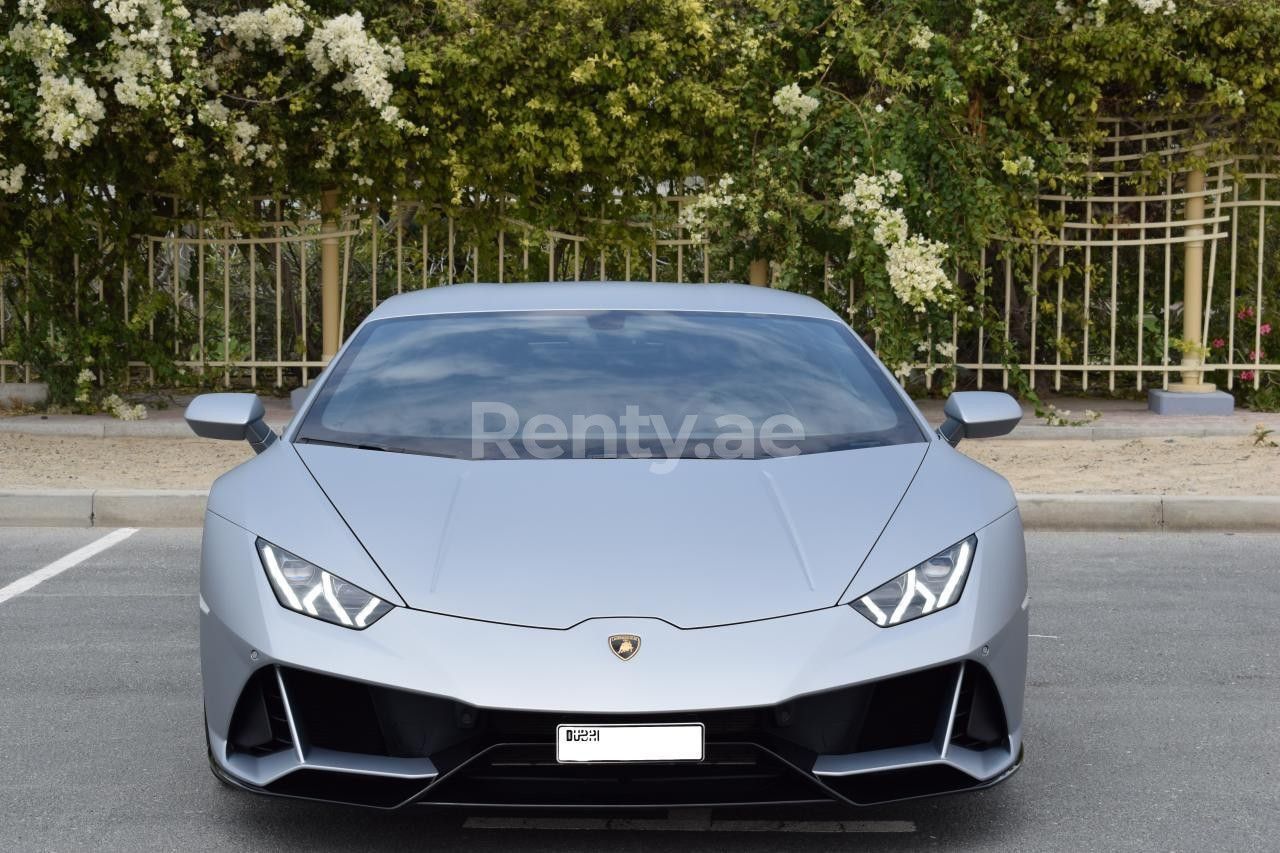 Silver Lamborghini Evo for rent in Sharjah 0