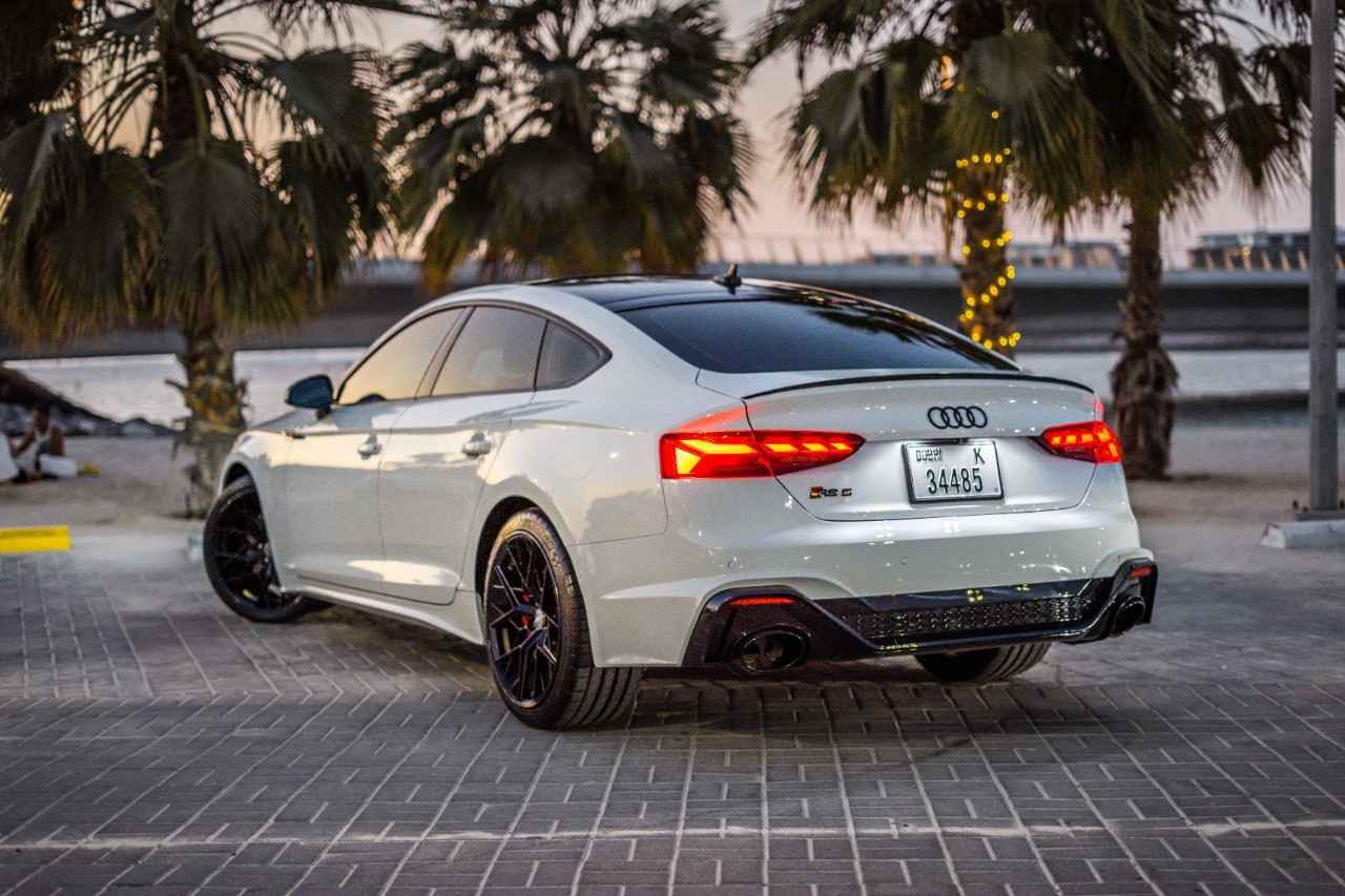 White 2021 Audi A5 with RS5 Bodykit for rent in Dubai 2