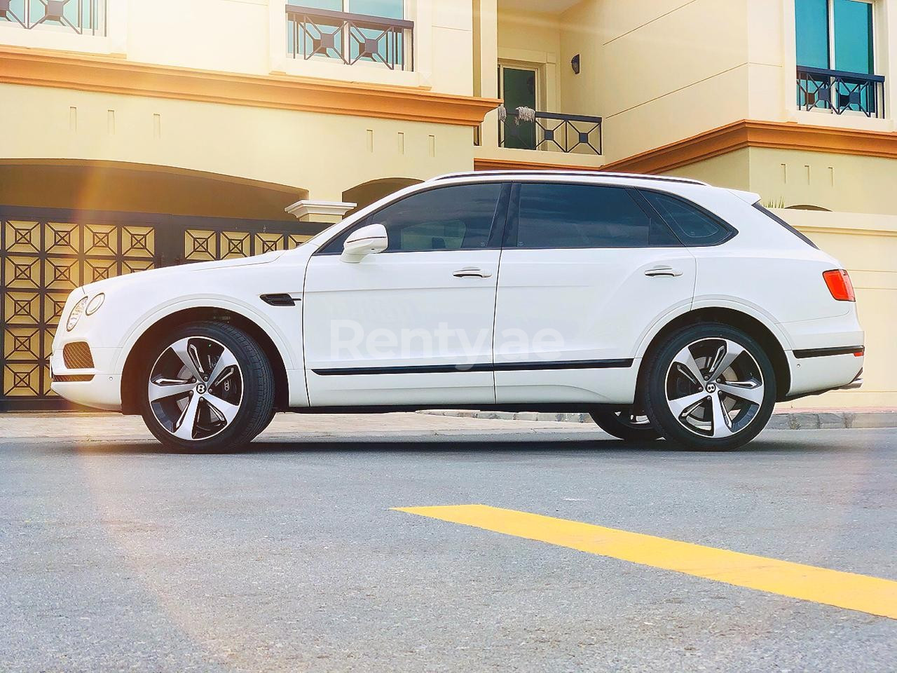 White Bentley Bentayga black edition w12 for rent in Dubai 2