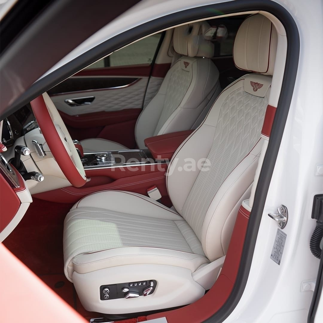 White Bentley Flying Spur for rent in Dubai 2