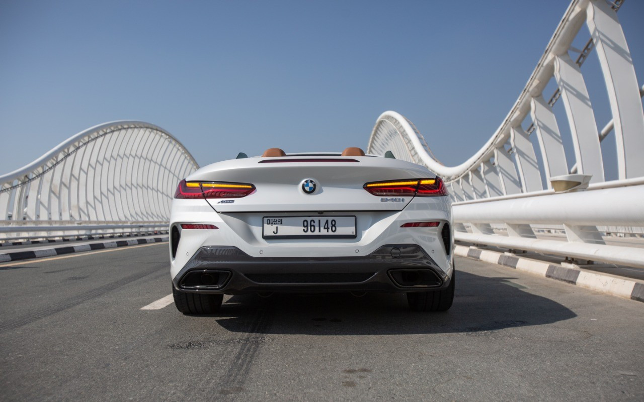 White BMW 840i cabrio for rent in Abu-Dhabi 2