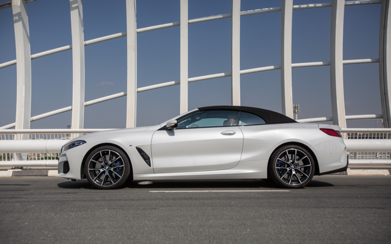 White BMW 840i cabrio for rent in Dubai 3