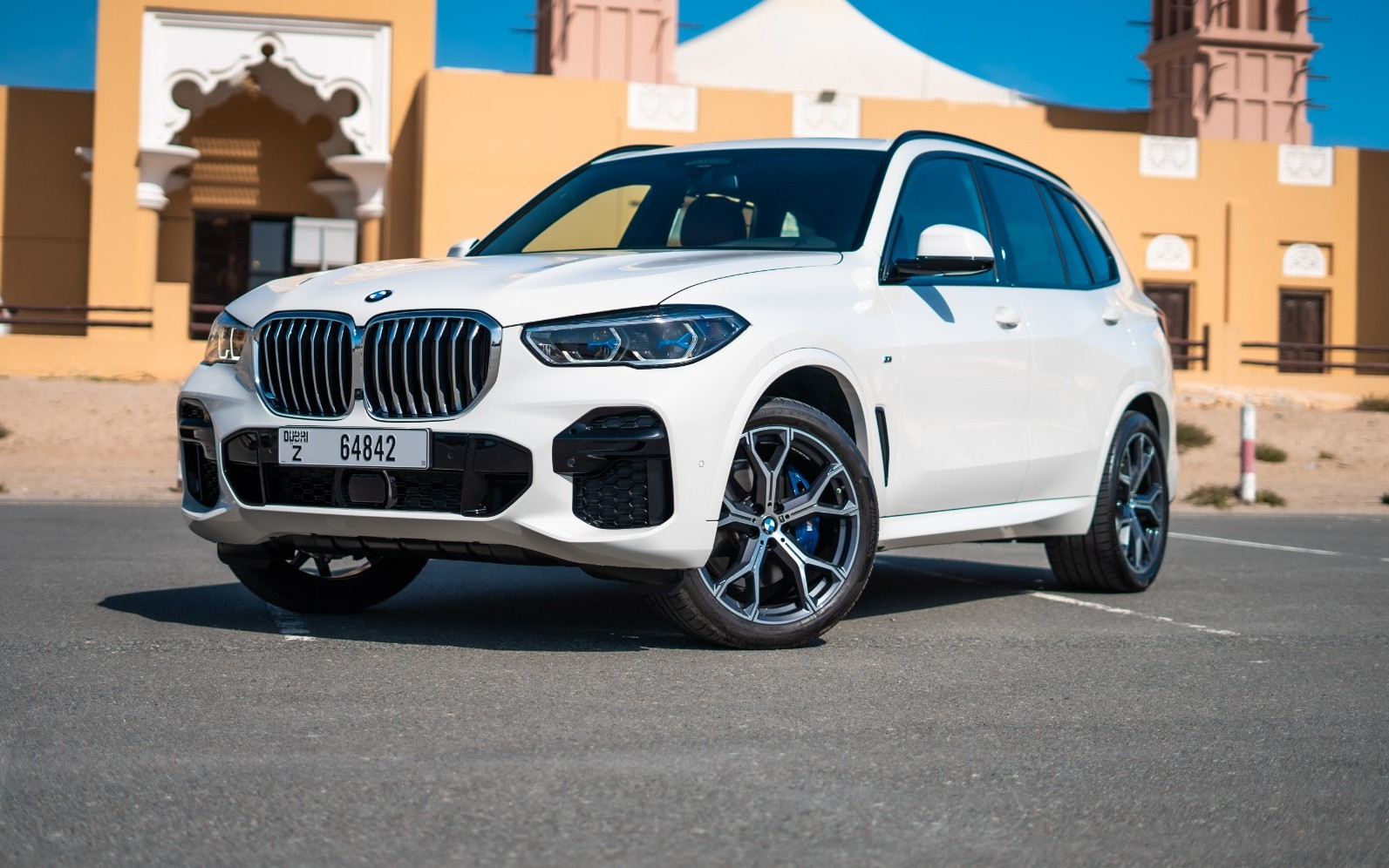 White BMW X5 for rent in Abu-Dhabi