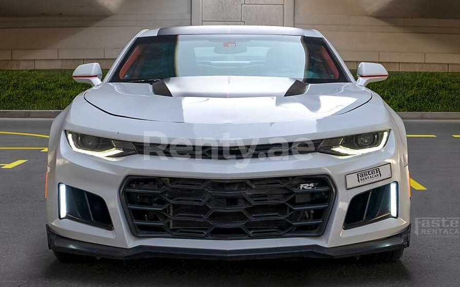 White Chevrolet Camaro for rent in Dubai