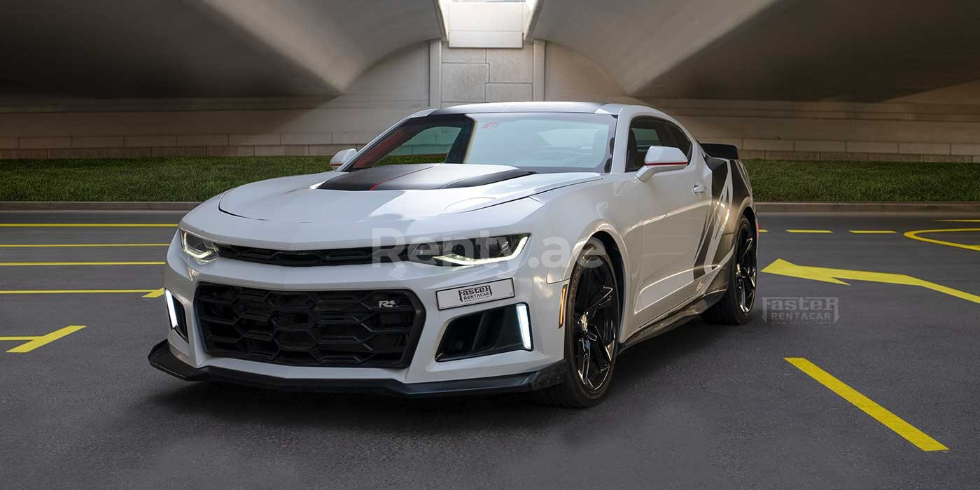 White Chevrolet Camaro for rent in Sharjah 0