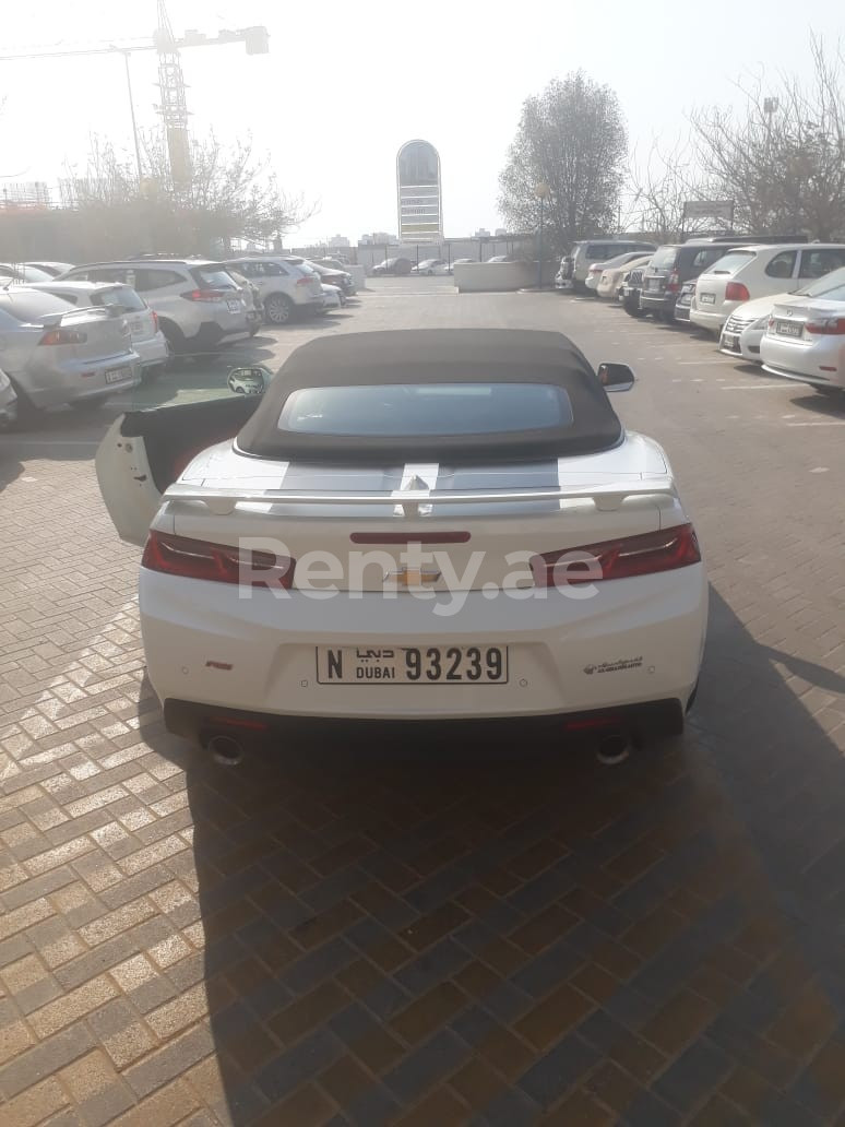 White Chevrolet Camaro for rent in Dubai 4