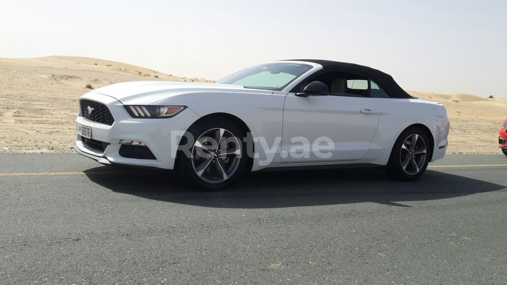 White Ford Mustang Convertible for rent in Sharjah 5