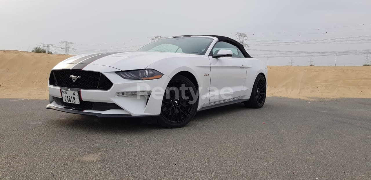 White Ford Mustang GT for rent in Dubai 0