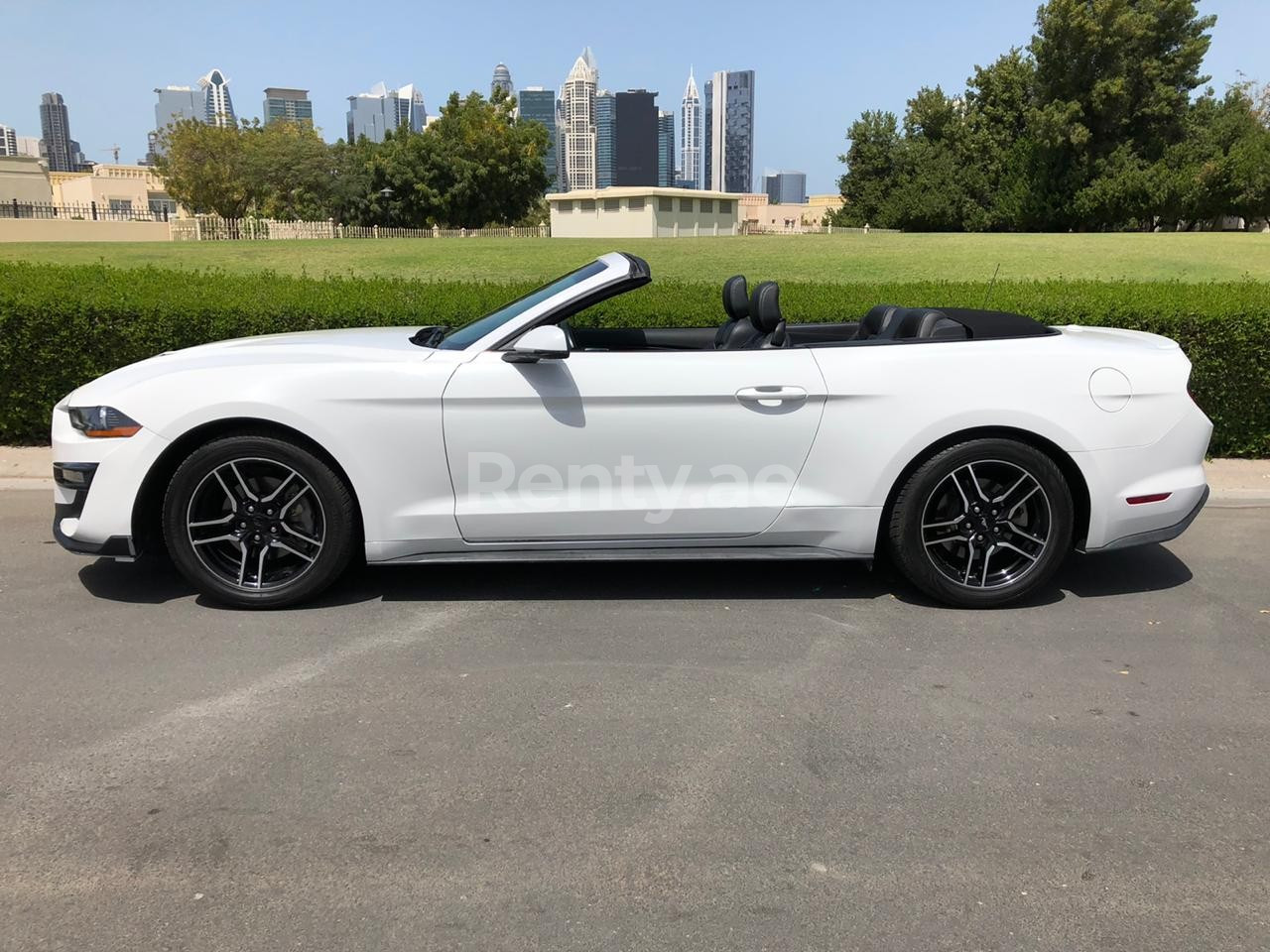 White Ford Mustang for rent in Sharjah 0