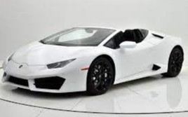 White Lamborghini Huracan Spyder for rent in Sharjah