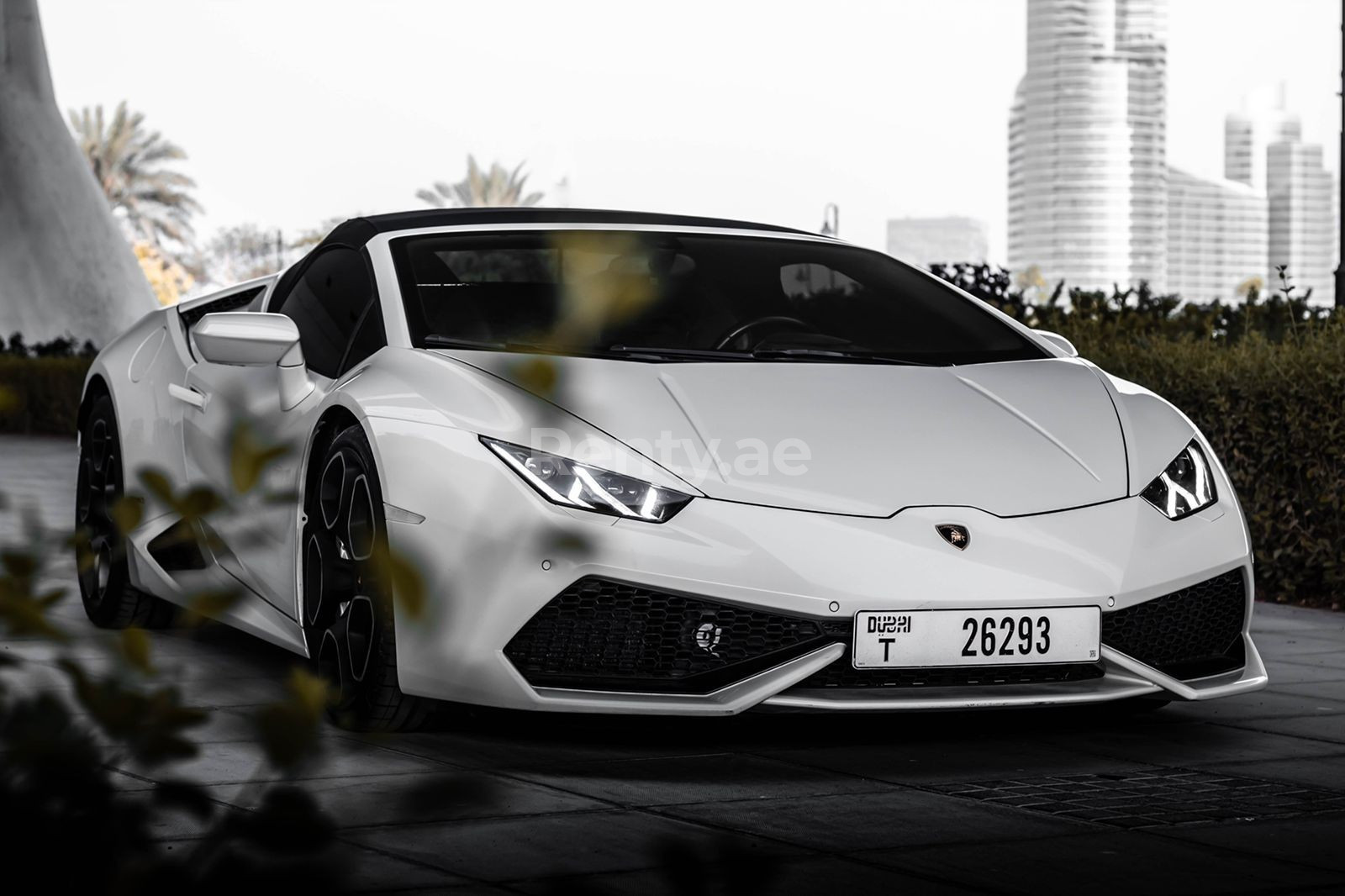 White Lamborghini Huracan Spyder for rent in Abu-Dhabi 1