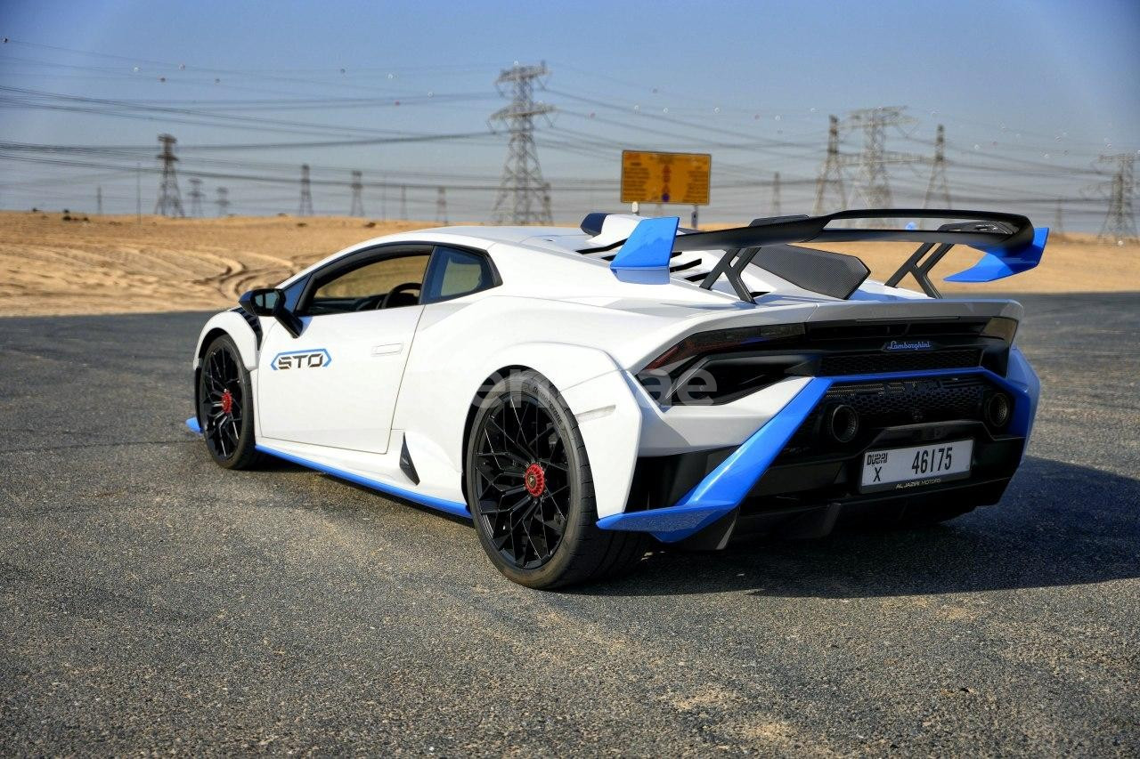 White Lamborghini Huracan STO for rent in Abu-Dhabi 7