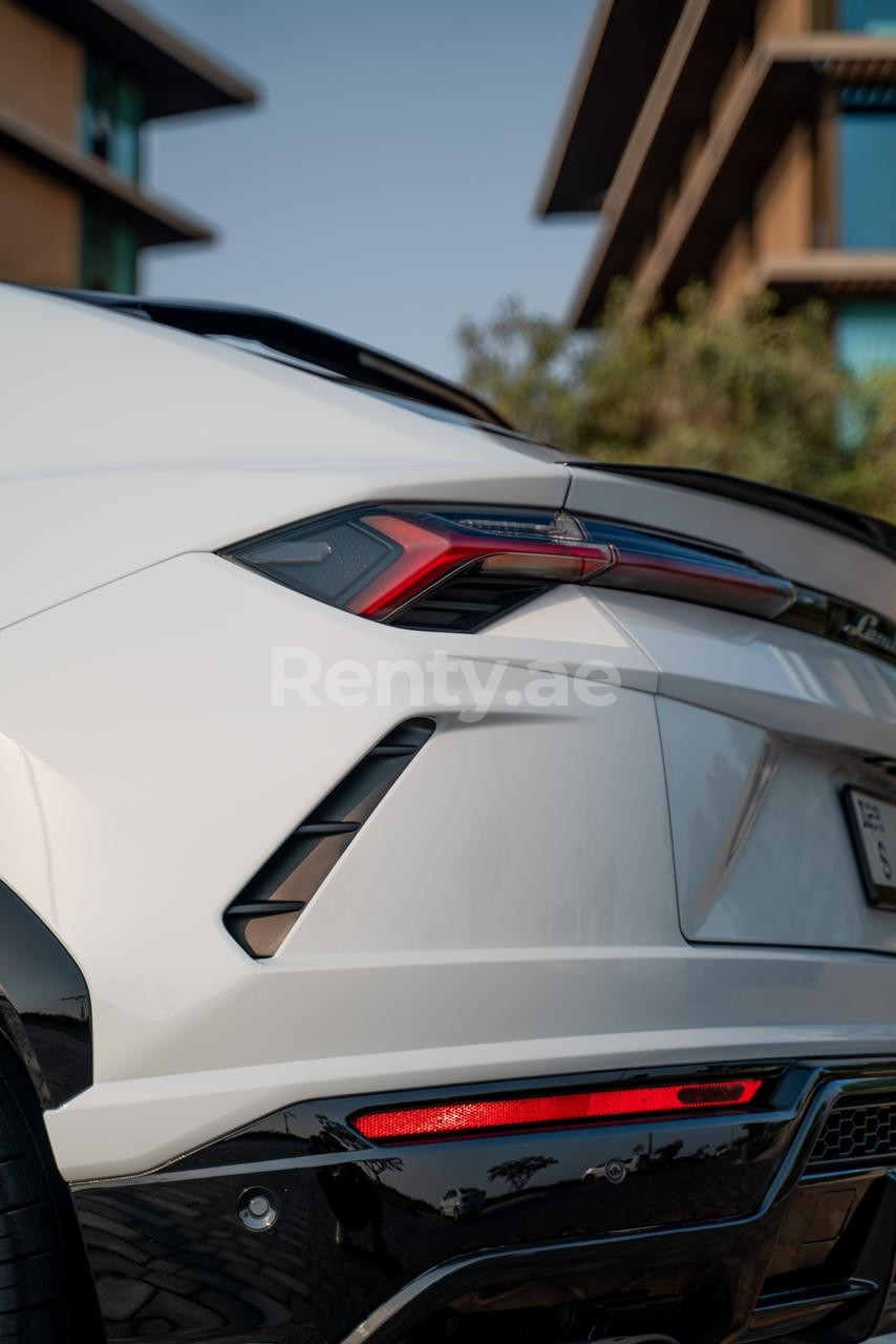 White Lamborghini Urus for rent in Abu-Dhabi 0