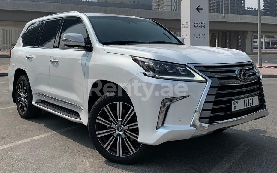 White Lexus LX 570 for rent in Sharjah