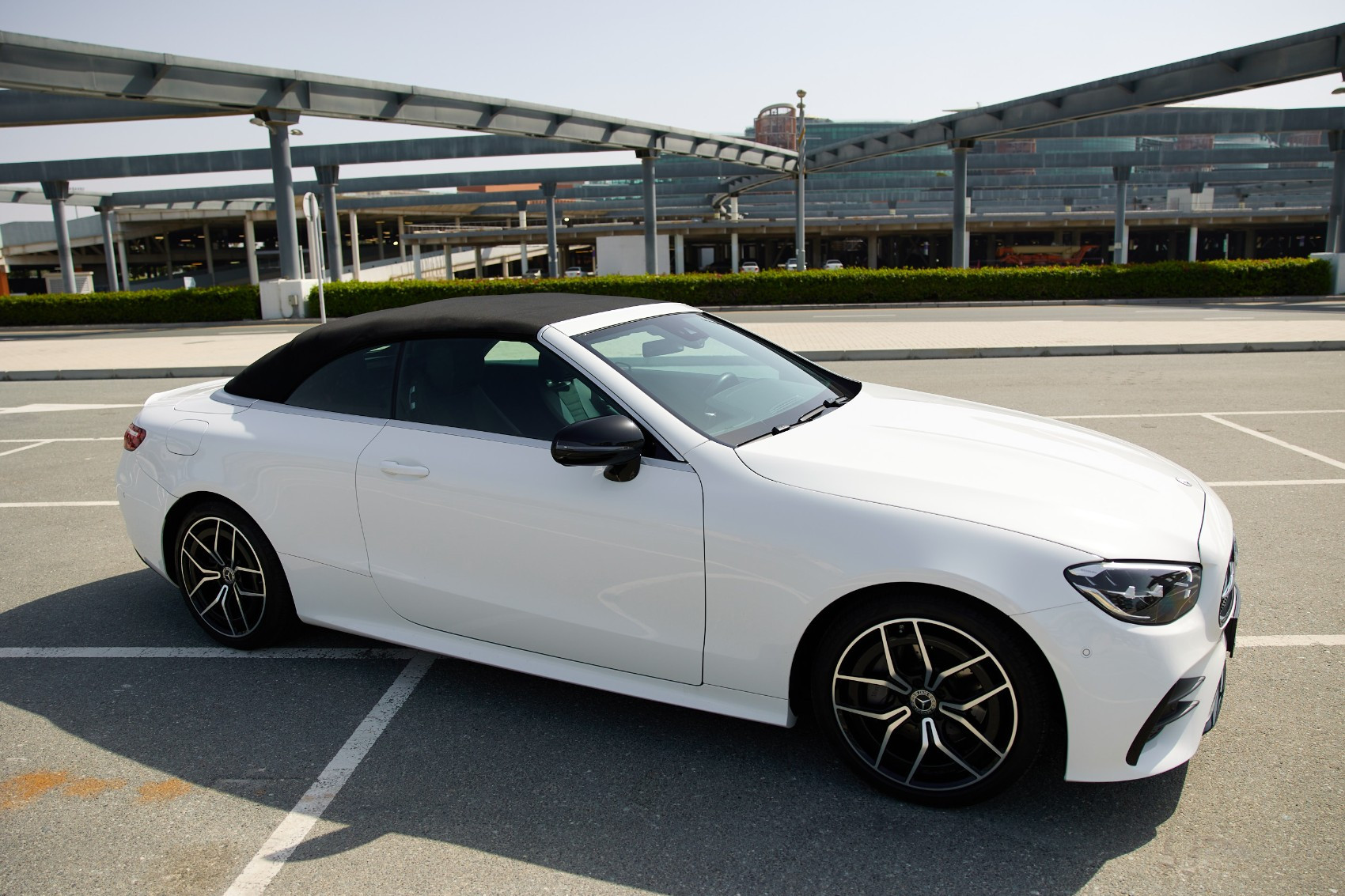 White Mercedes E200 Cabrio for rent in Dubai 3