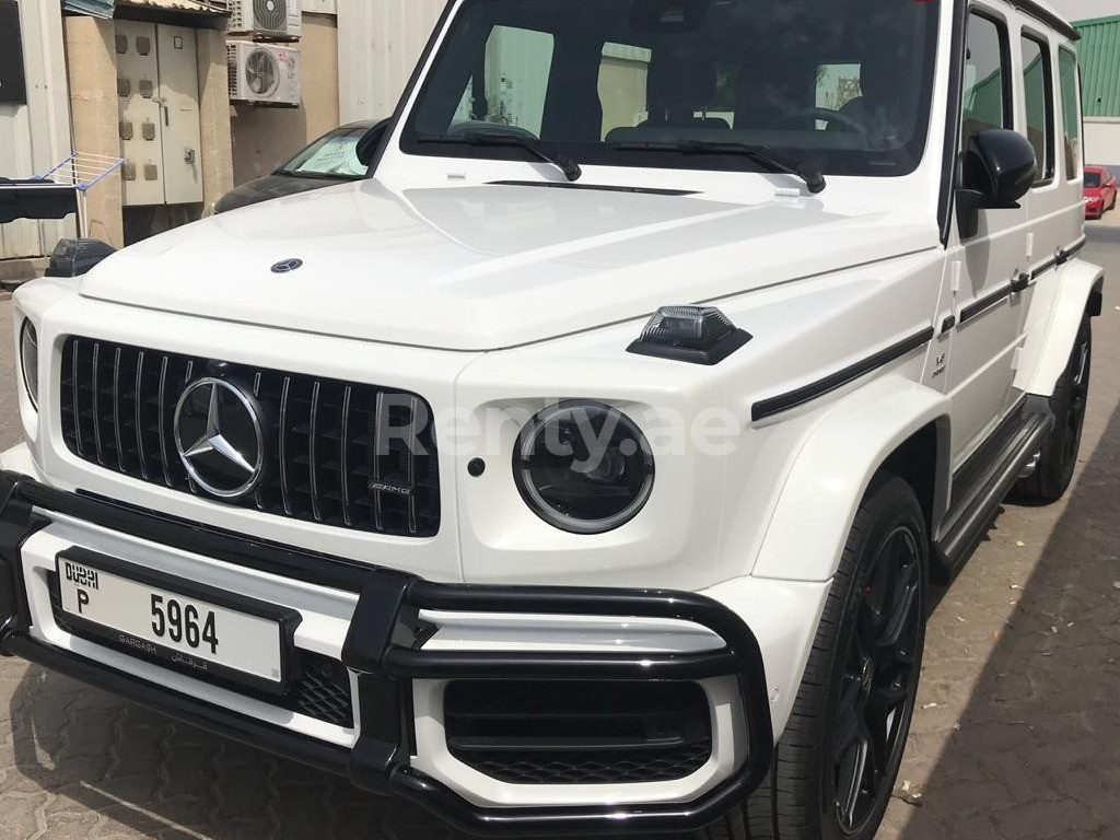 White Mercedes G63 AMG for rent in Abu-Dhabi