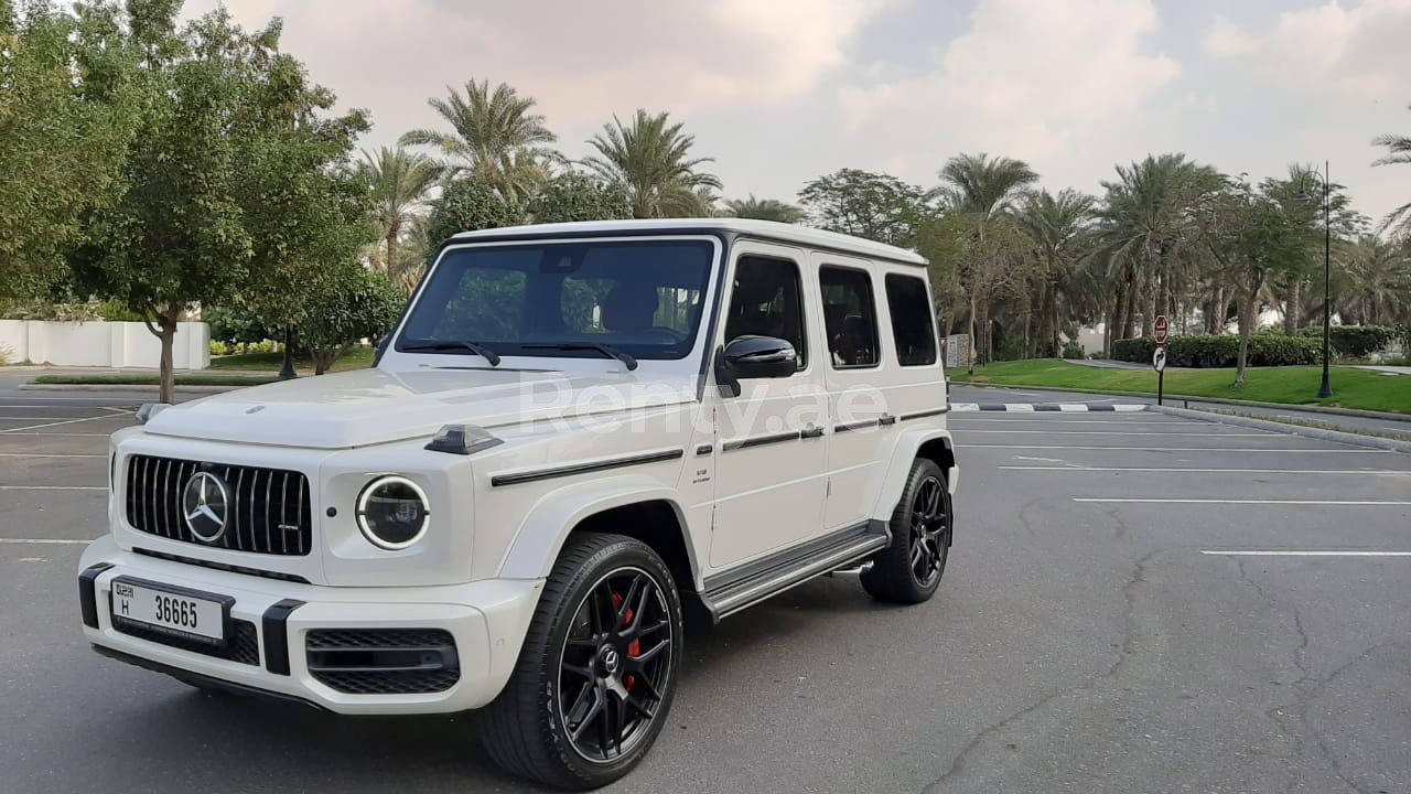 White Mercedes G 63 Night Packge for rent in Dubai 1