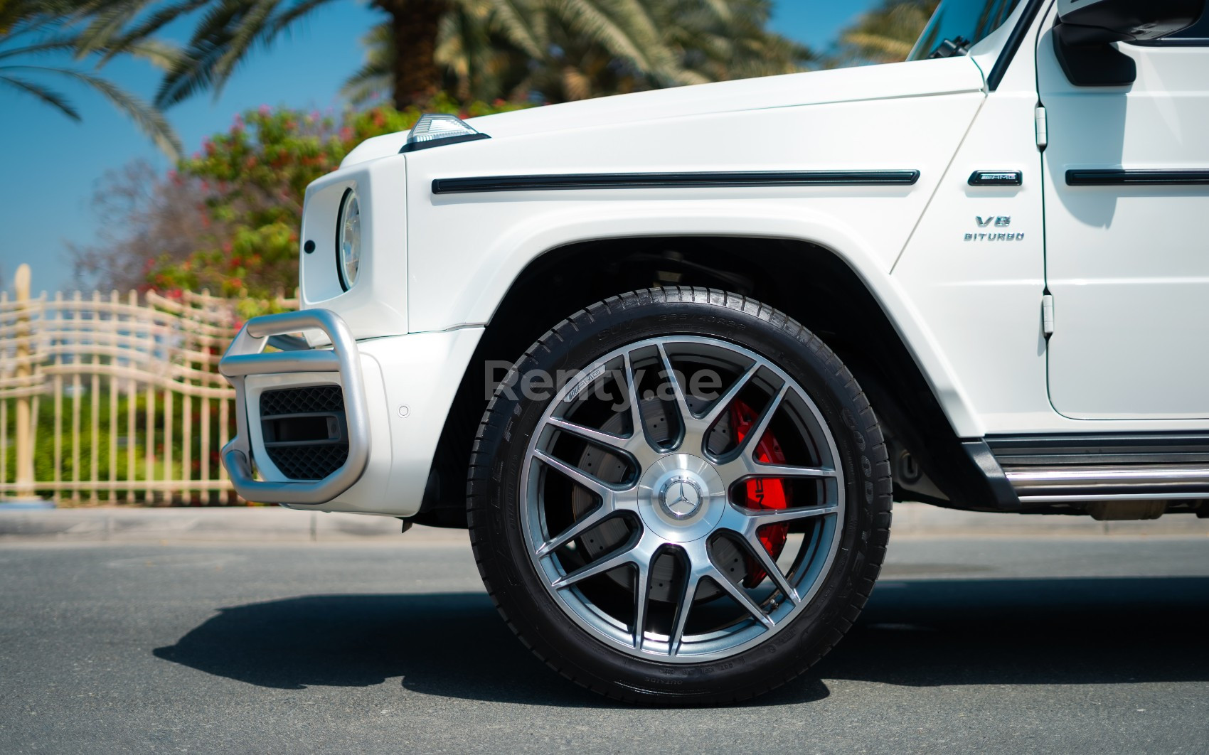 White Mercedes G63 AMG for rent in Sharjah 1