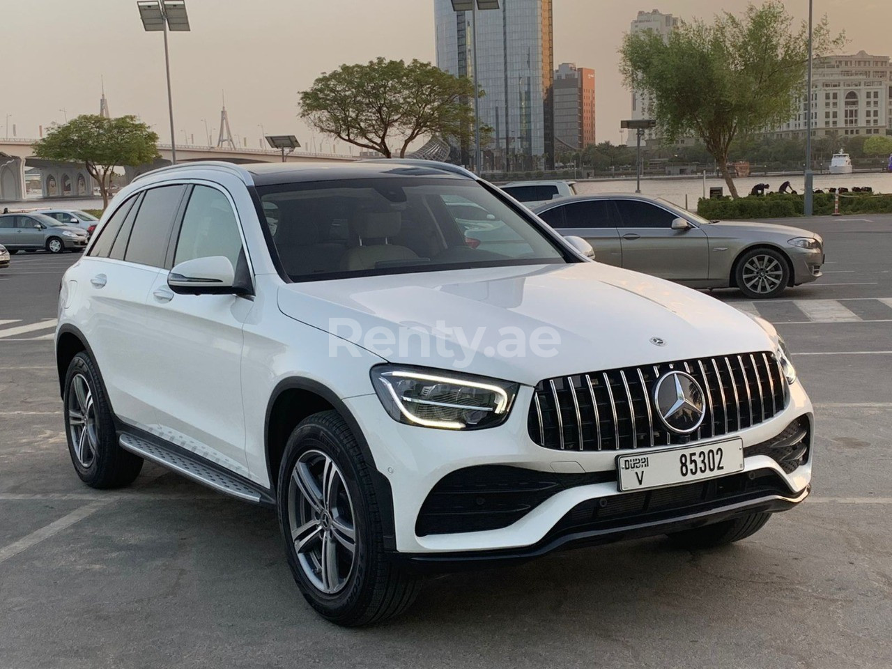 White Mercedes GLC for rent in Dubai 0