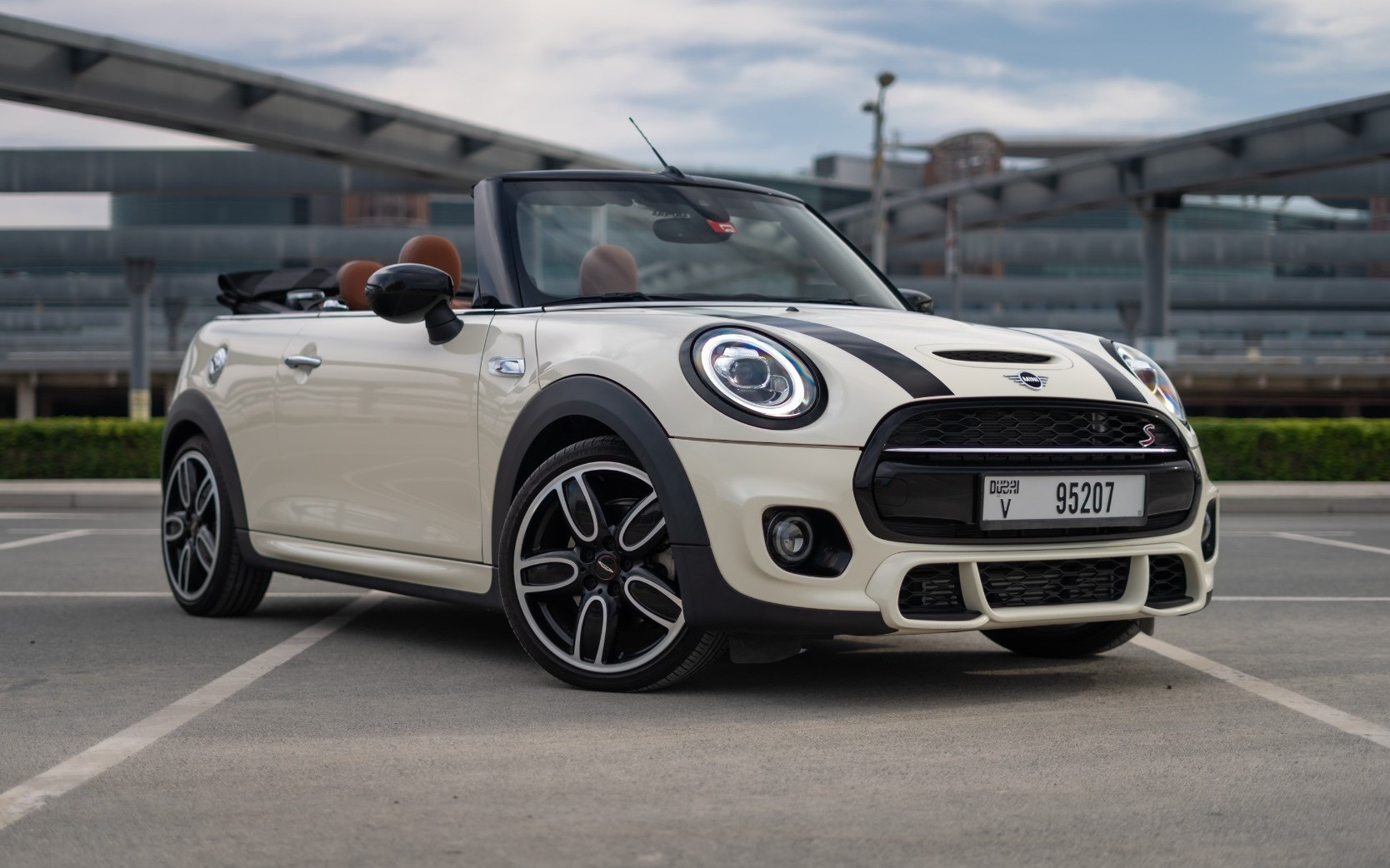 White Mini Cooper S cabrio for rent in Abu-Dhabi