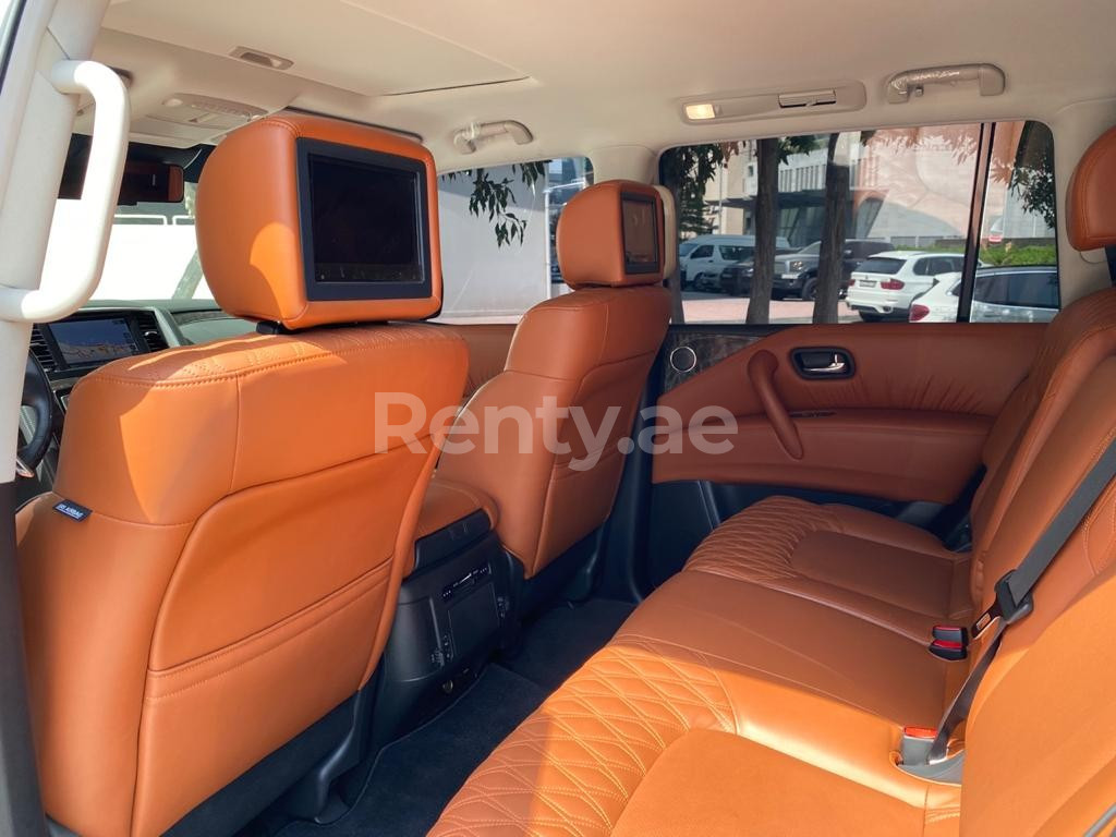 White Nissan Patrol for rent in Dubai 2