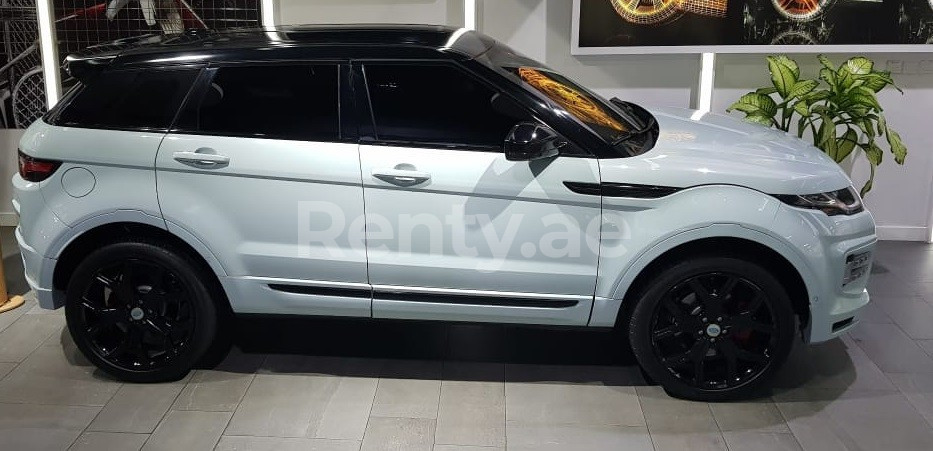 White Range Rover Evoque for rent in Dubai 0