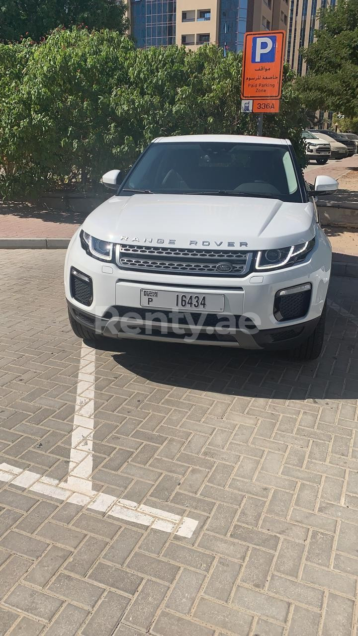 White Range Rover Evoque for rent in Dubai 0