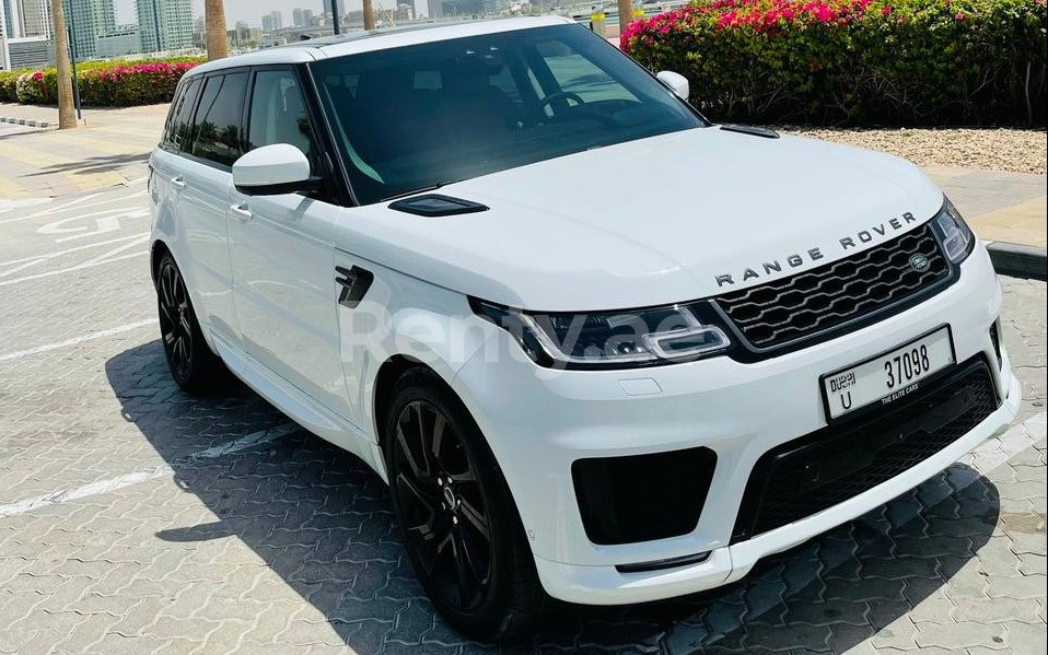 White Range Rover Sport for rent in Sharjah