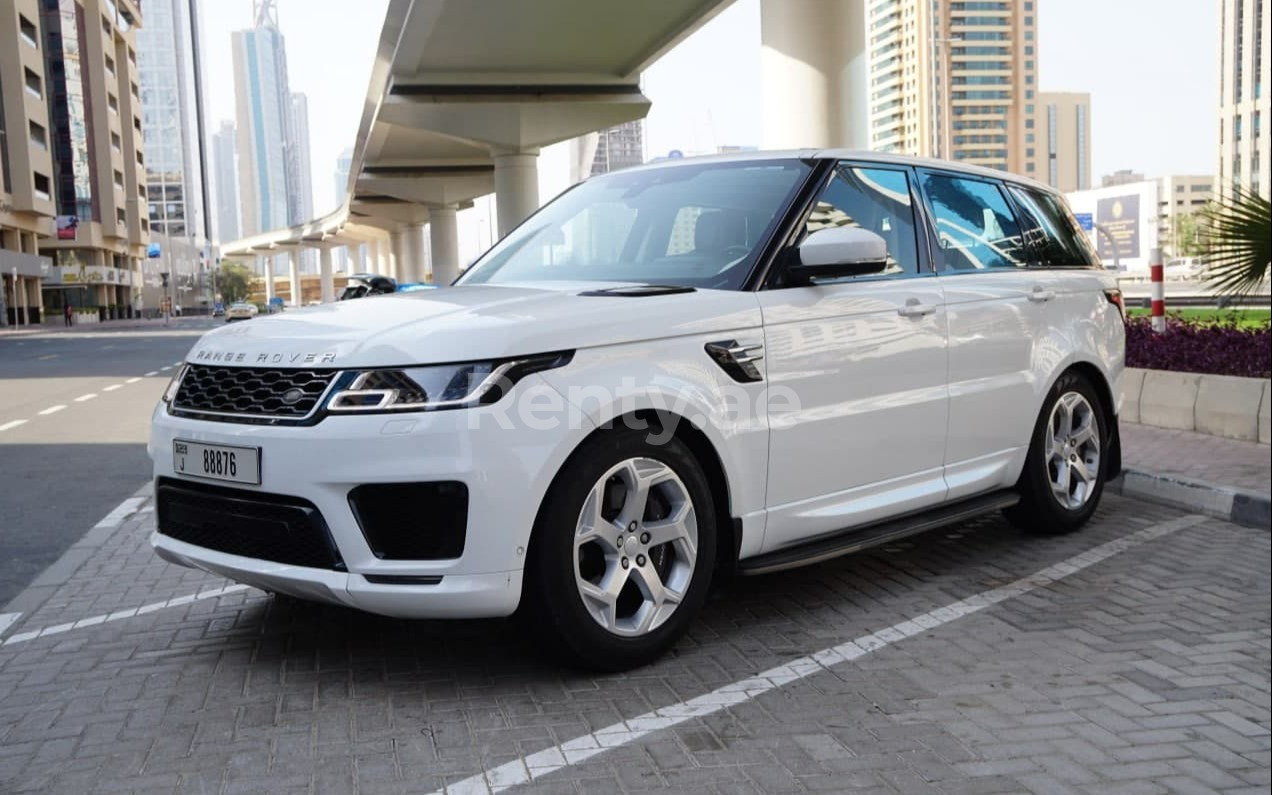 White Range Rover Sport for rent in Dubai