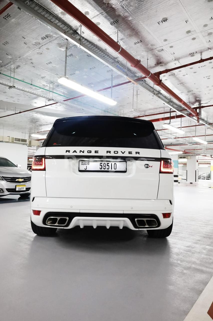 White Range Rover Sport SVR for rent in Abu-Dhabi 0