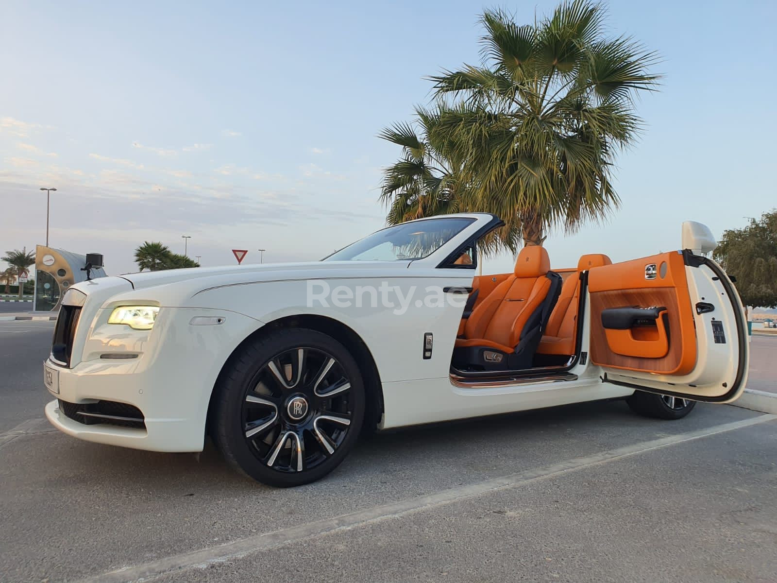 White Rolls Royce Dawn Black Badge for rent in Sharjah 1