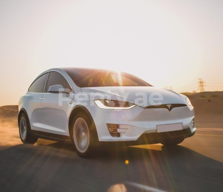 在沙迦租赁白色 Tesla Model X 0