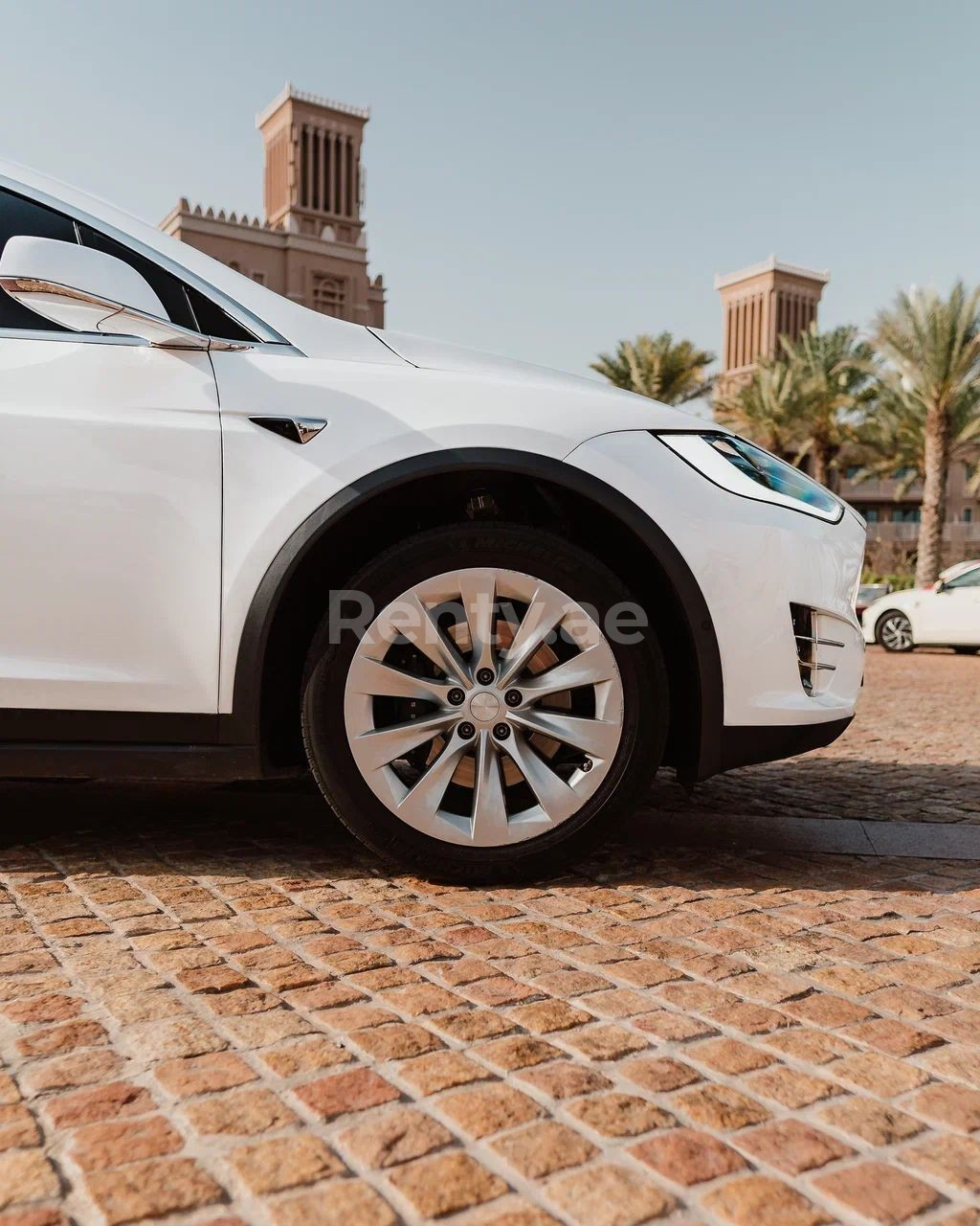 White Tesla Model X for rent in Sharjah 1