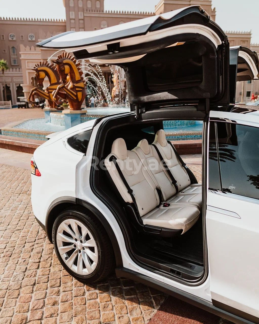 White Tesla Model X for rent in Abu-Dhabi 2