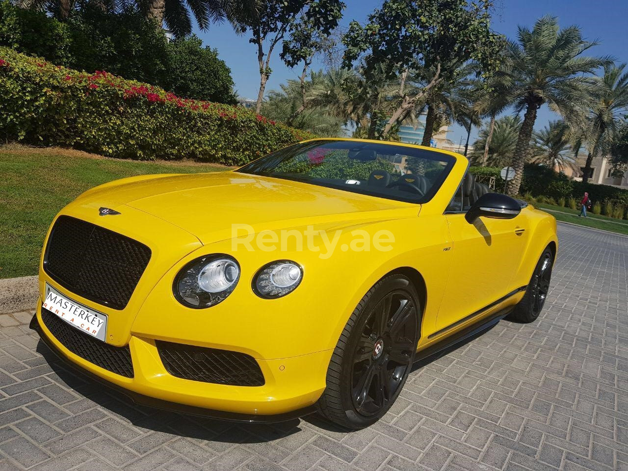 Yellow Bentley Continental GTC for rent in Dubai 0