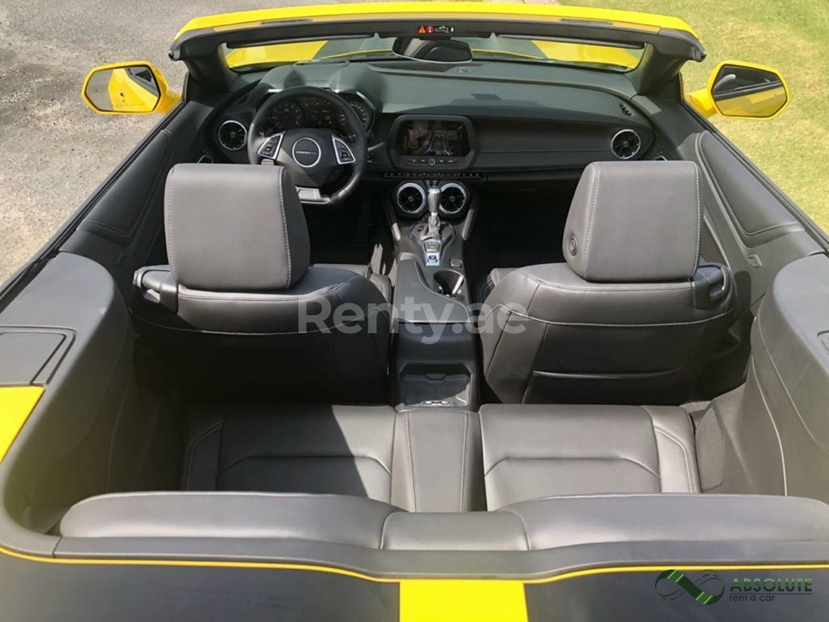 Yellow Chevrolet Camaro for rent in Dubai 1