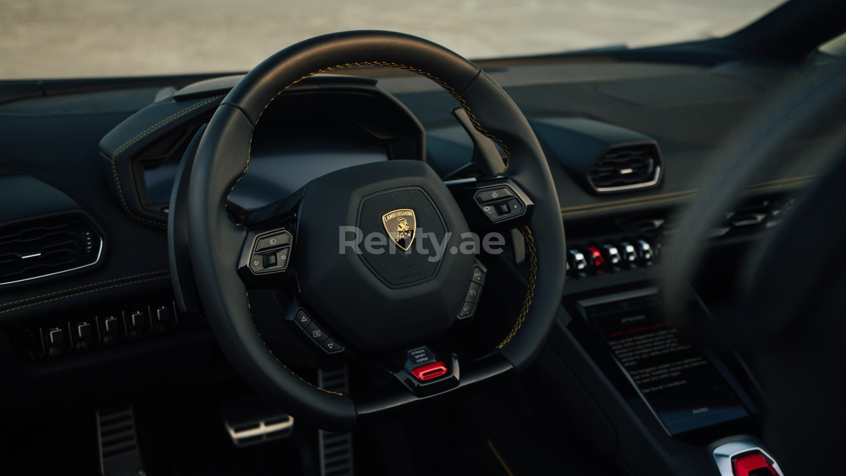 Yellow Lamborghini Evo Spyder for rent in Abu-Dhabi 2