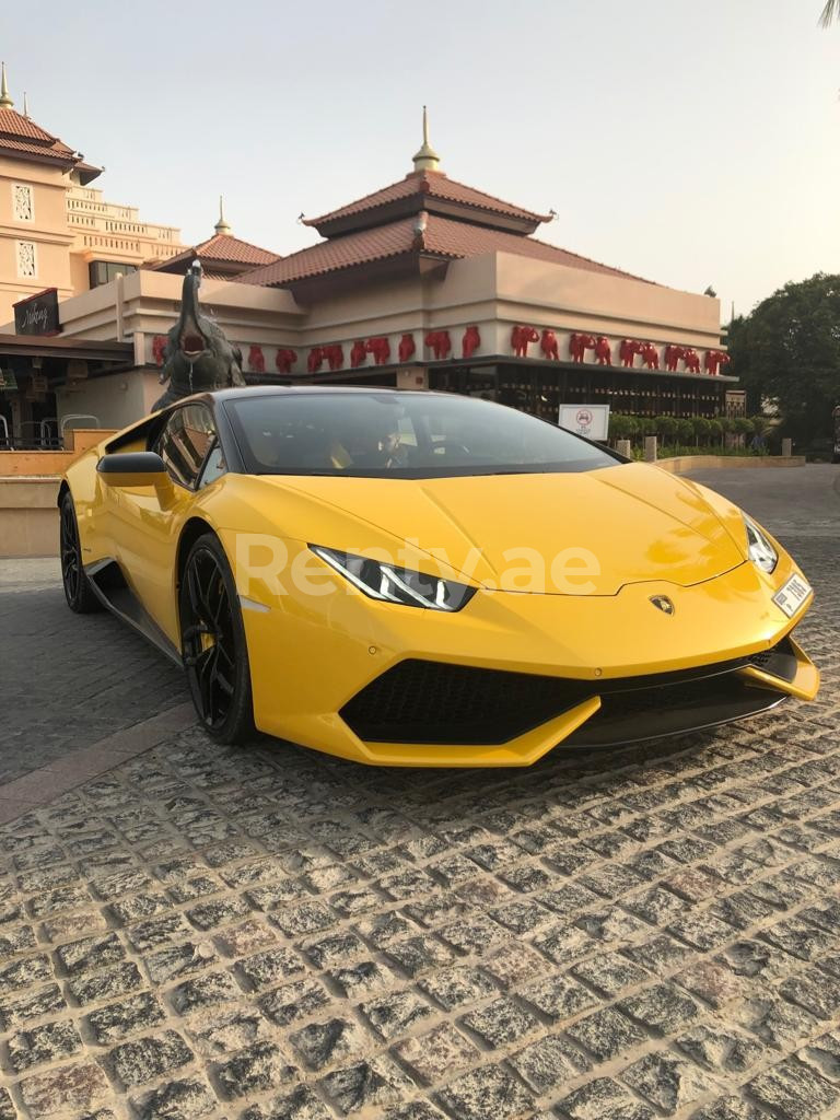 Yellow Lamborghini Huracan for rent in Abu-Dhabi 2