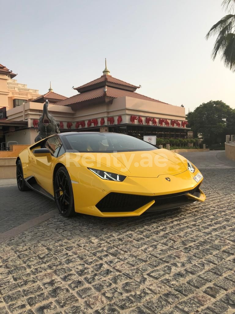 Giallo Lamborghini Huracan in affitto a Abu-Dhabi 3