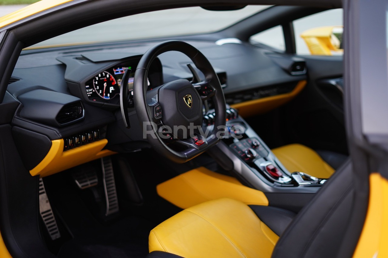 Amarillo Lamborghini Huracan en alquiler en Abu-Dhabi 5