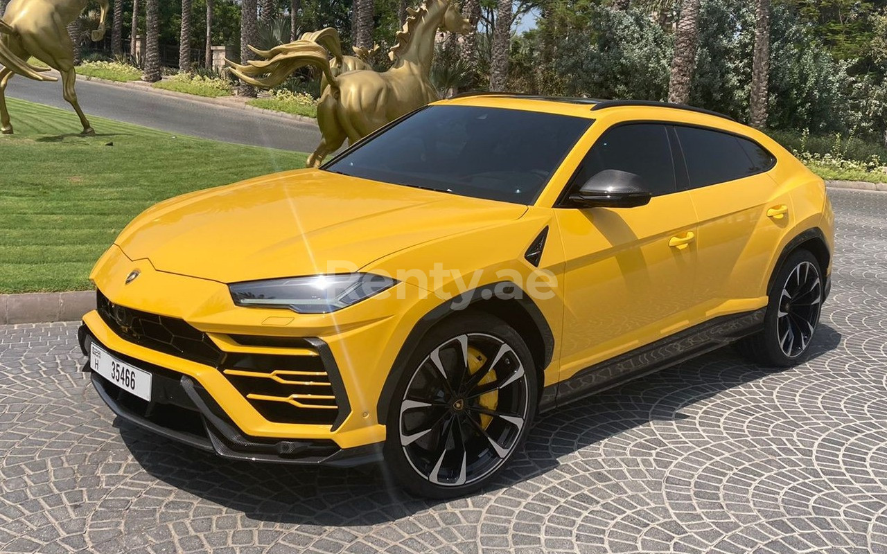 Gelb Lamborghini Urus zur Miete in Abu-Dhabi